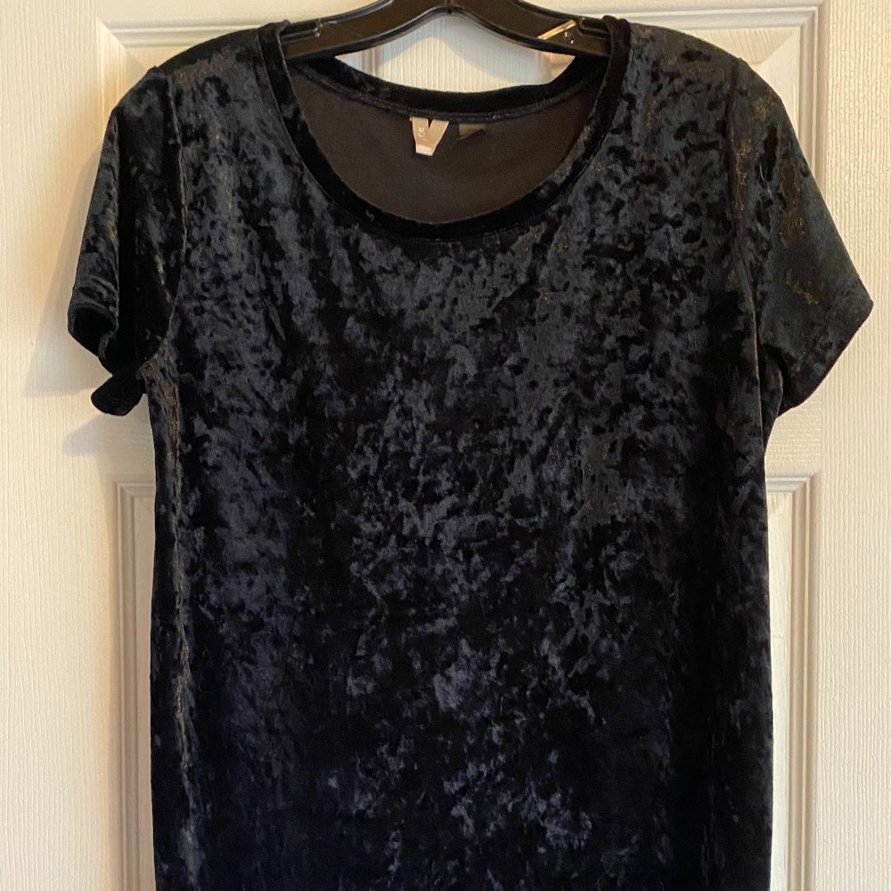 W's Roxy Size M Black Crushed Velvet T-Shirt Dress
